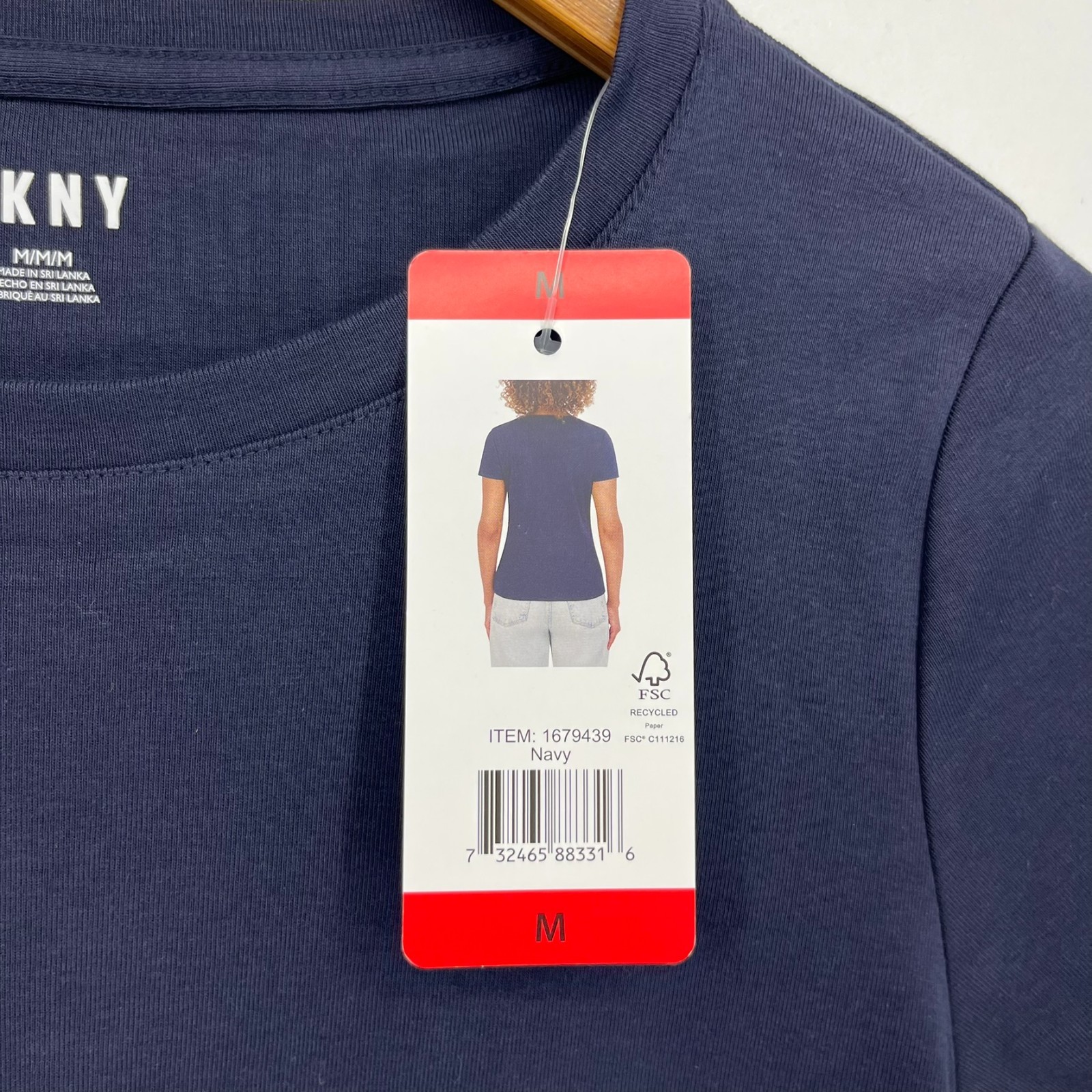 DKNY T-Shirt Women’s M Navy Blue Organic Cotton Solid Short Sleeve New NWT