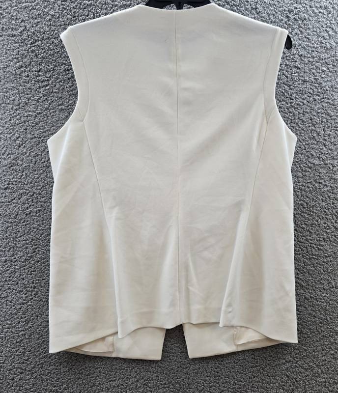 Anne Klein Stretch Crepe Four-Button Tailored Vest Women’s 16 White Dove Solid