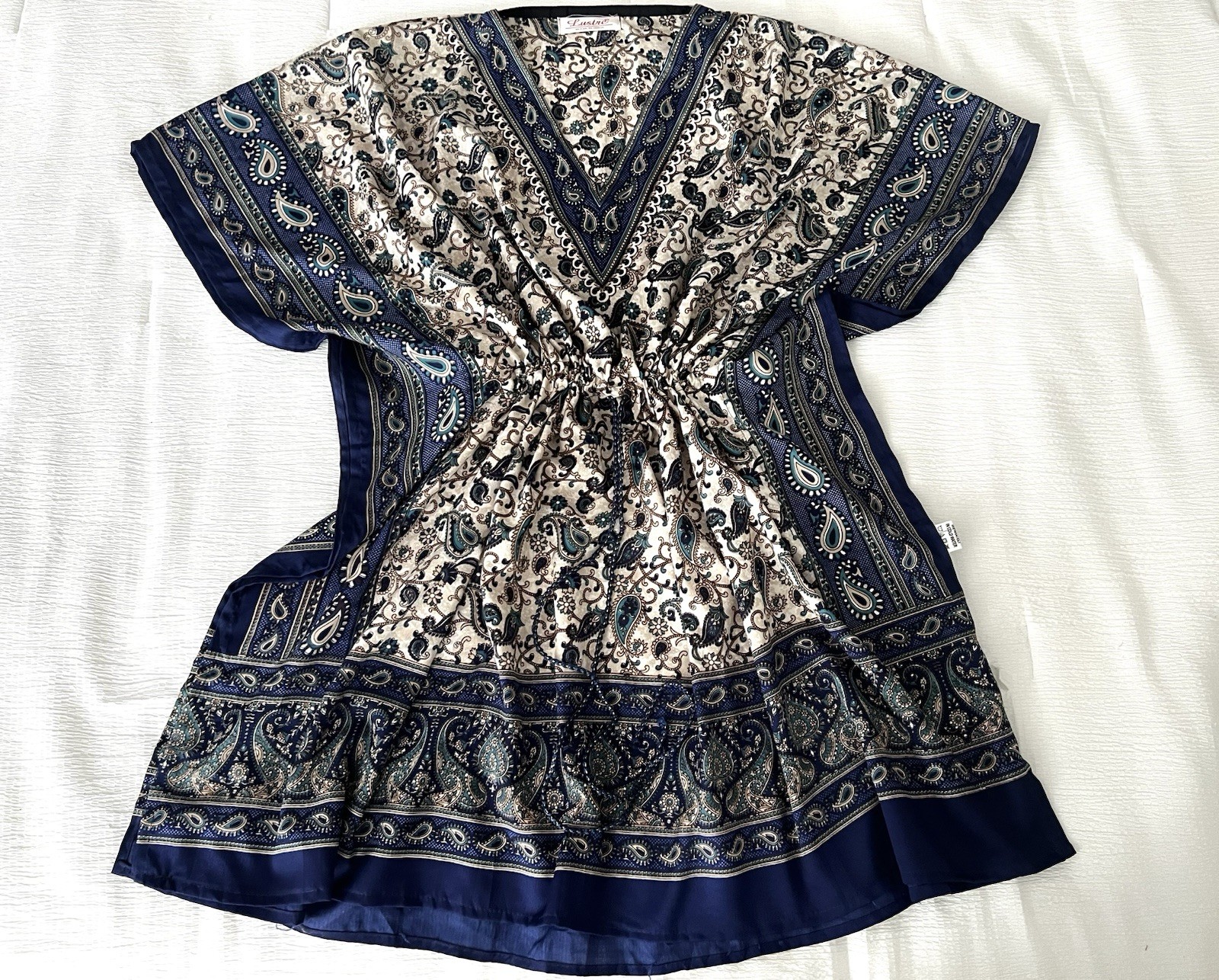 VTG LUSTRE Tunic Paisley Kaftan Caftan Coverup Made In India One Size S M L XL