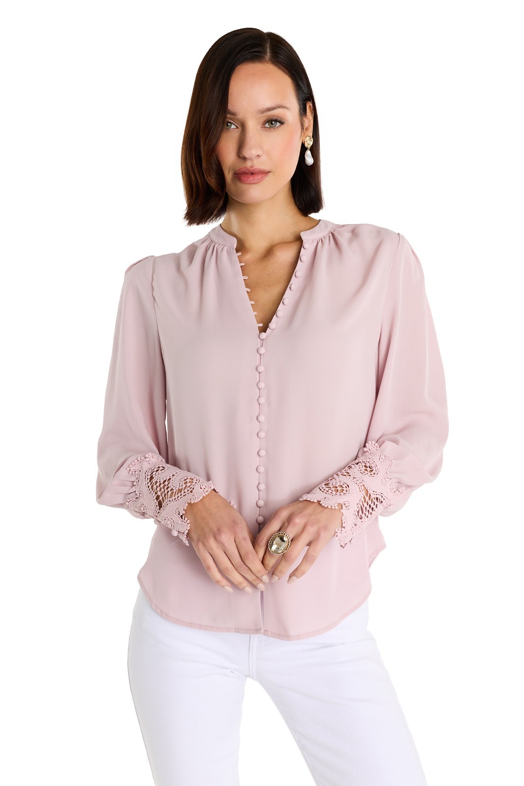 Blake Lace Sleeve Blouse Blush THE NOLI SHOP