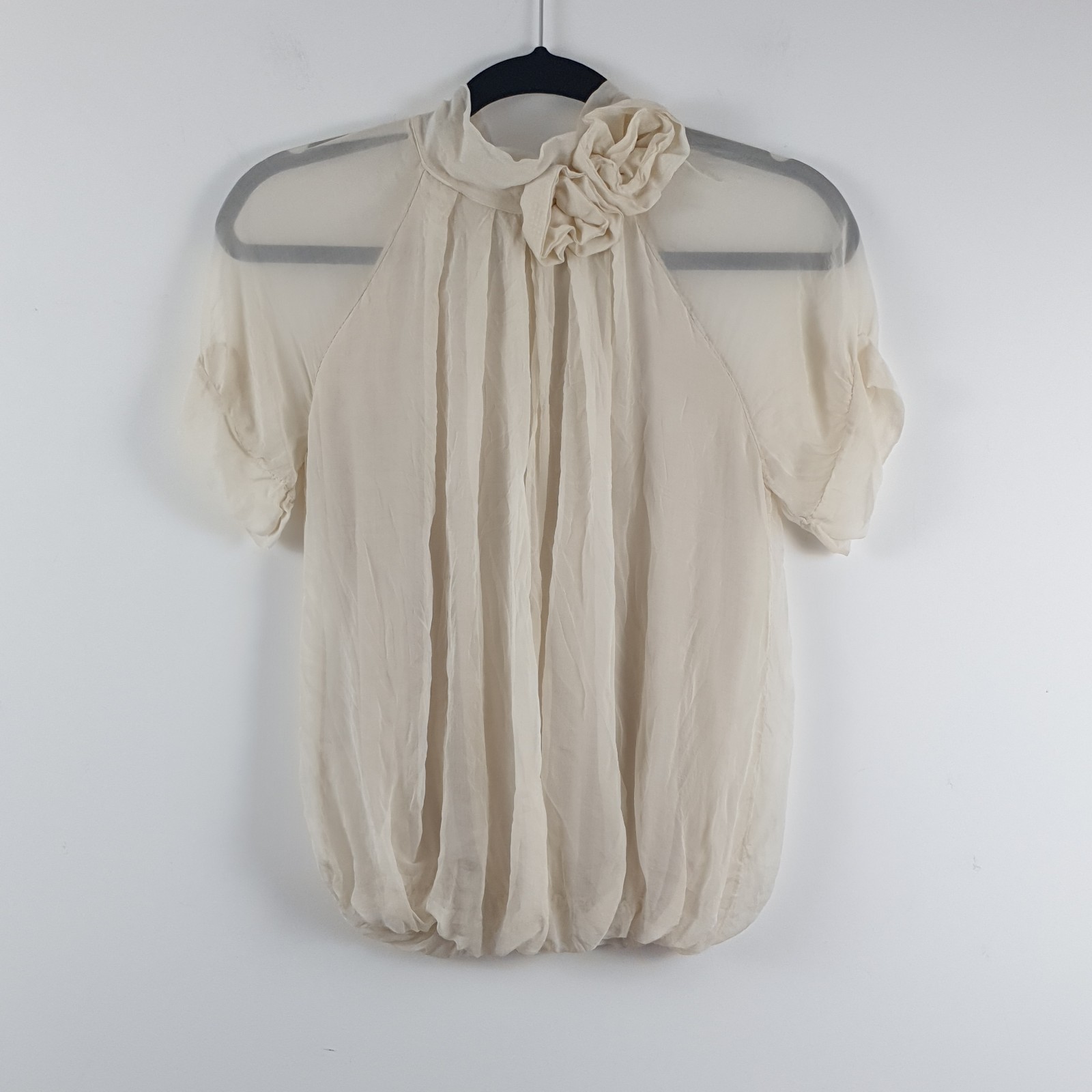 Phase Eight Silk Top Size S Bubble Hem Sheer Elegant Flower Occasion Wedding