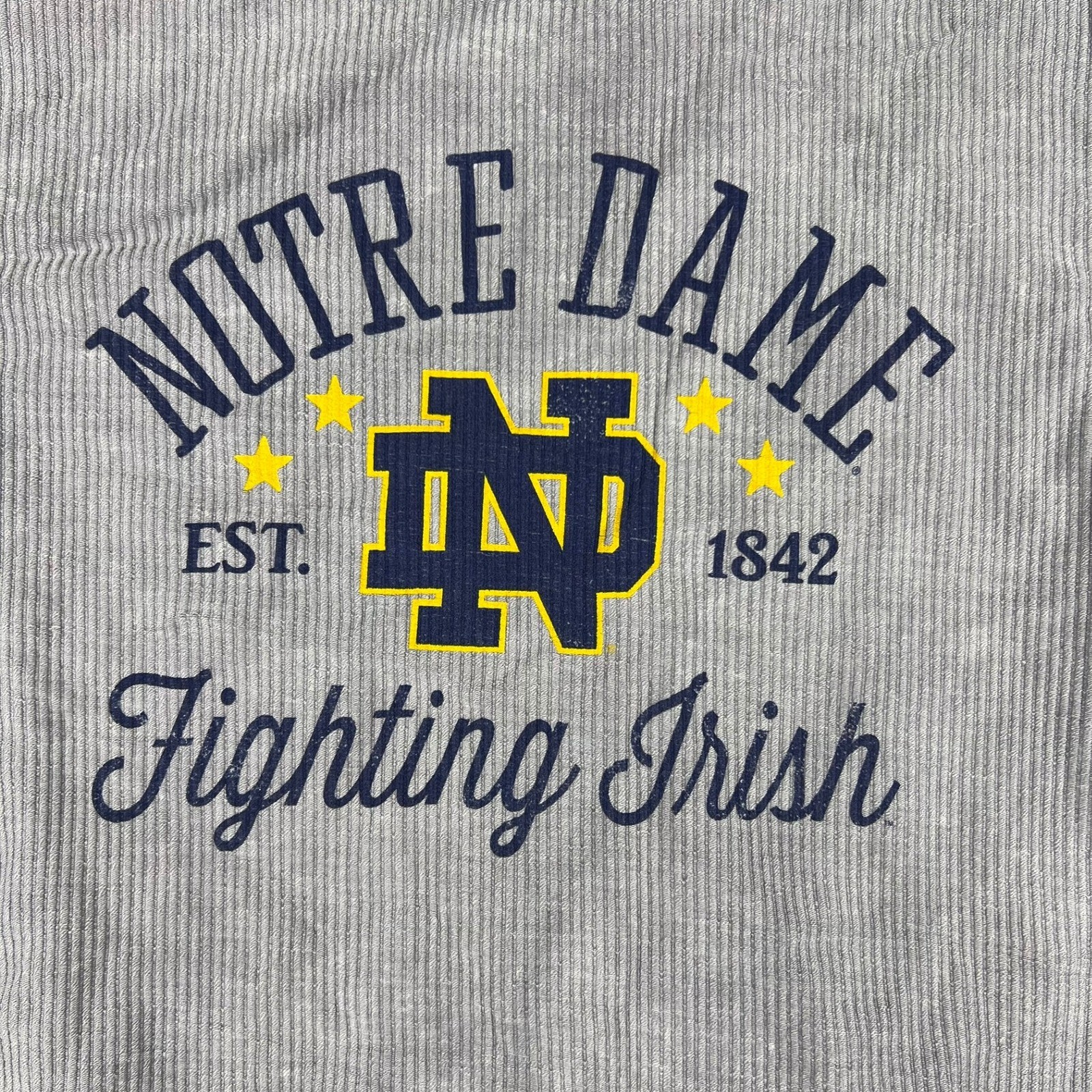 Notre Dame Fighting Irish Long Sleeve Shirt Grey Ribbed Pressbox Small