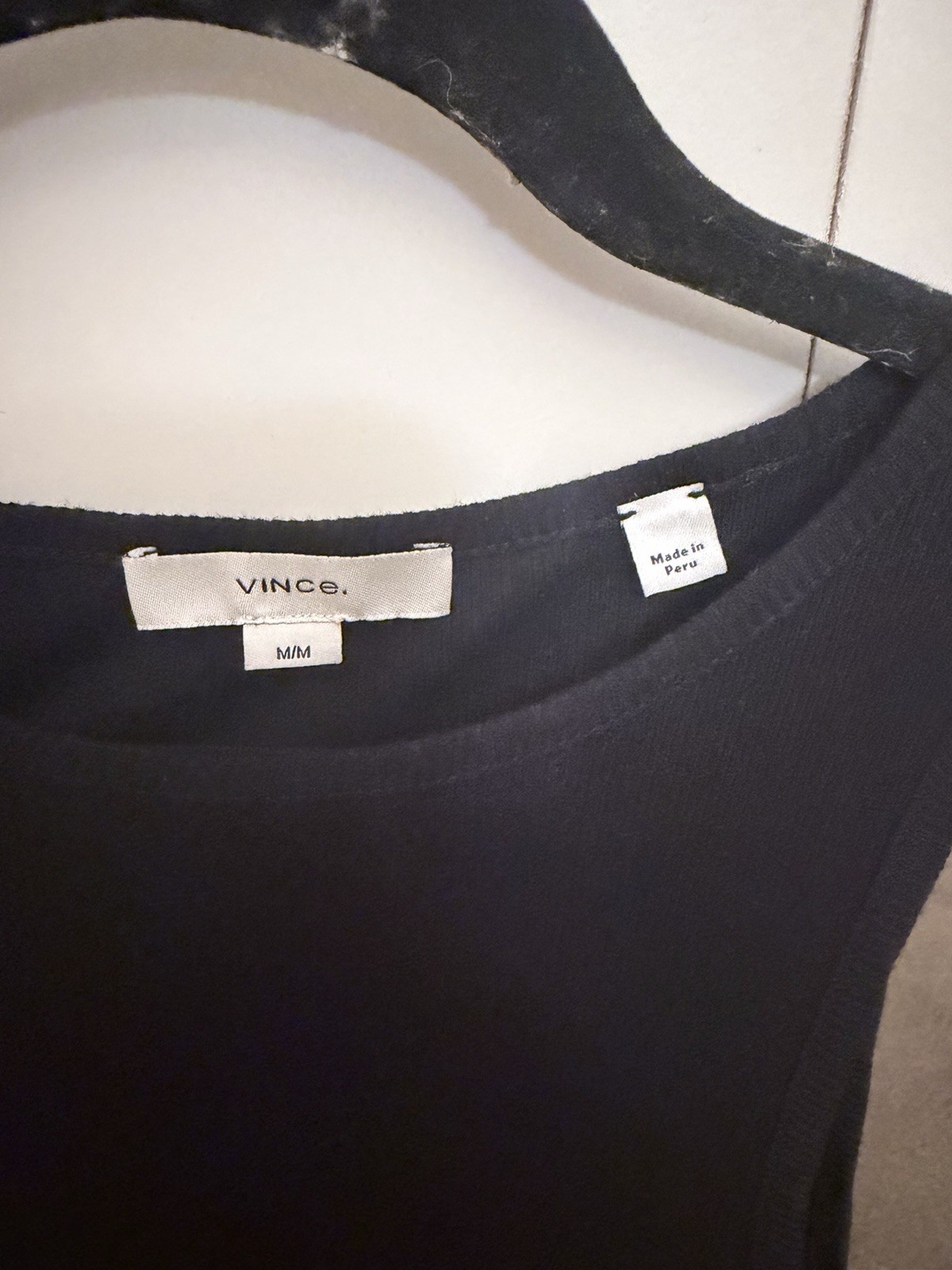 Vince Womens Black Pima Cotton/Modal Ribbed Sleeveless Tank Round Neck Size M