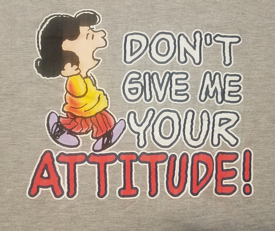 🔥VINTAGE Double Sided 80’s 90’s Peanuts Lucy Shirt Don’t Give Me Your Attitude