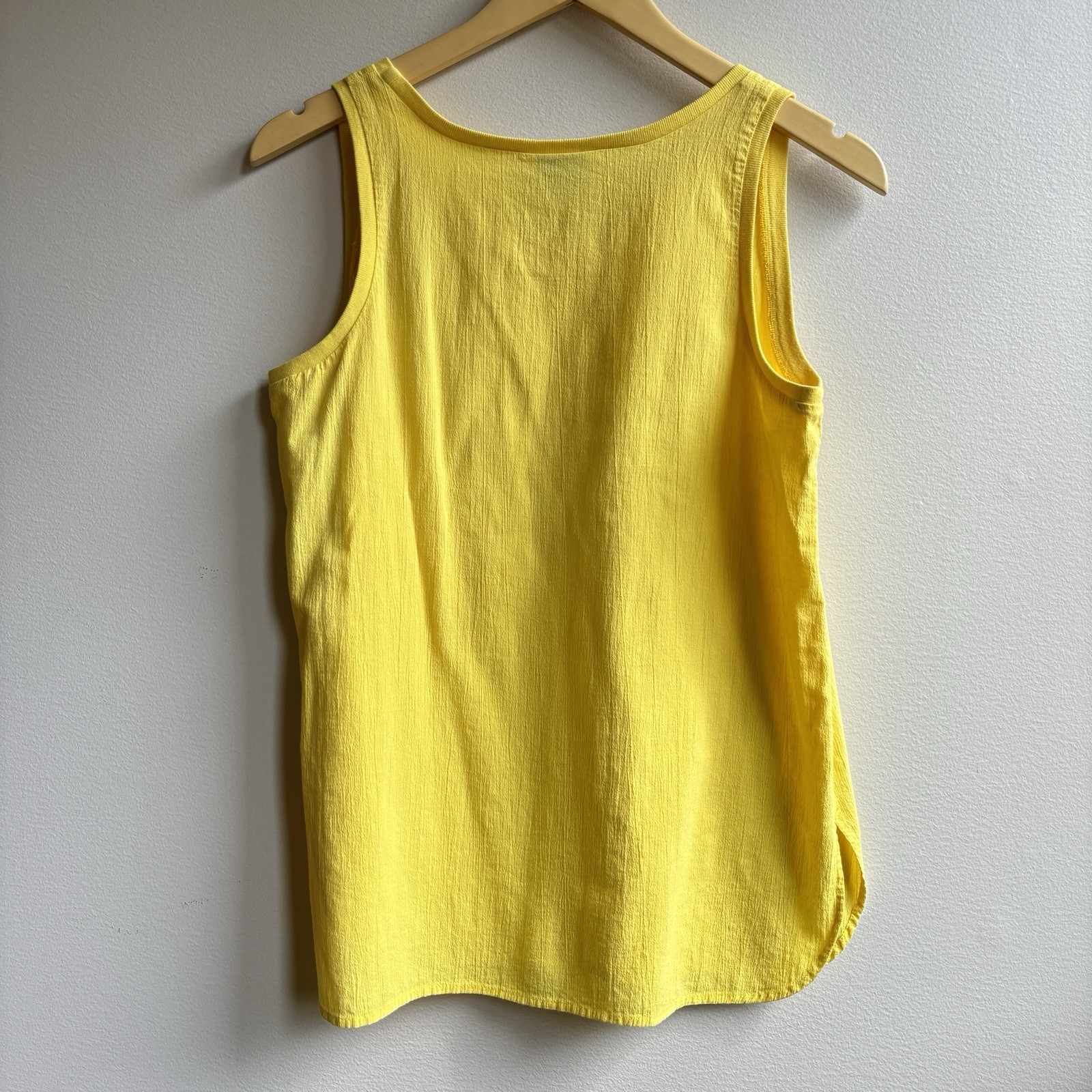 Vintage 90s Tank Top L Sunshine Yellow Cotton Classic Retro Beach Resort Summer