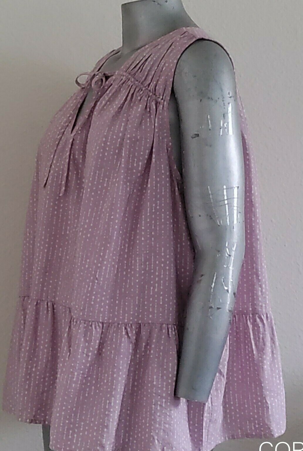 NEW A New Day TIERED PLEATED CUT OUT TIE V~NECK TOP BLOUSE Size 2X Sleeveless