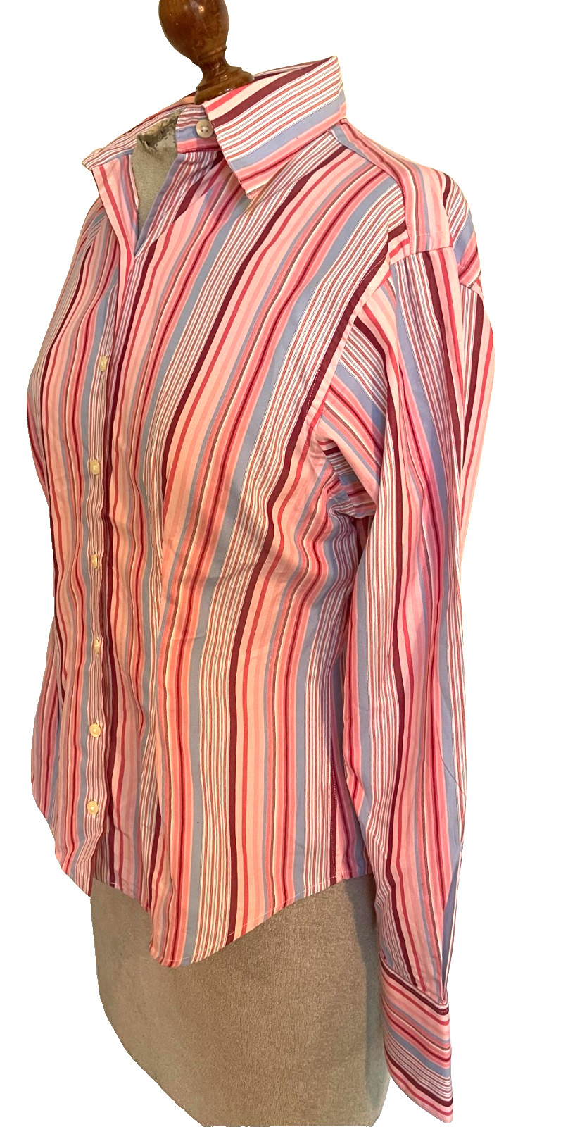 THOMAS PINK Ladies Pink, Red and Blue Striped Fitted Shirt SIZE 10