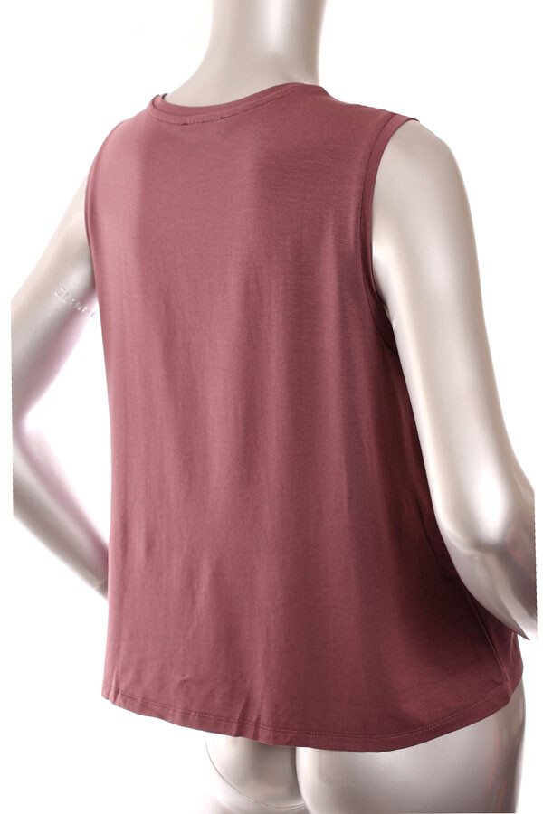 NEW Eileen Fisher Fine Jersey Stretch Crew Neck Basic Length Tank Top Mauve