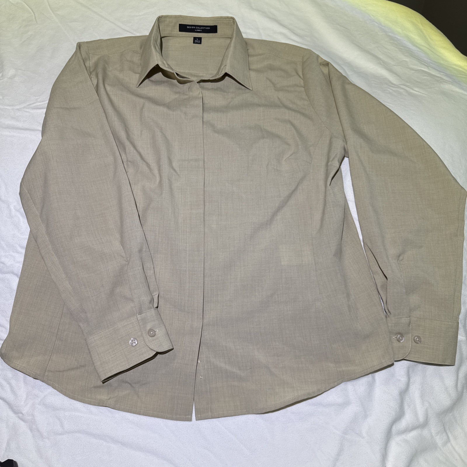 DESIGN COLLECTIVE by Cintas Cream Button Front Shirt Blouse Women’s Size L