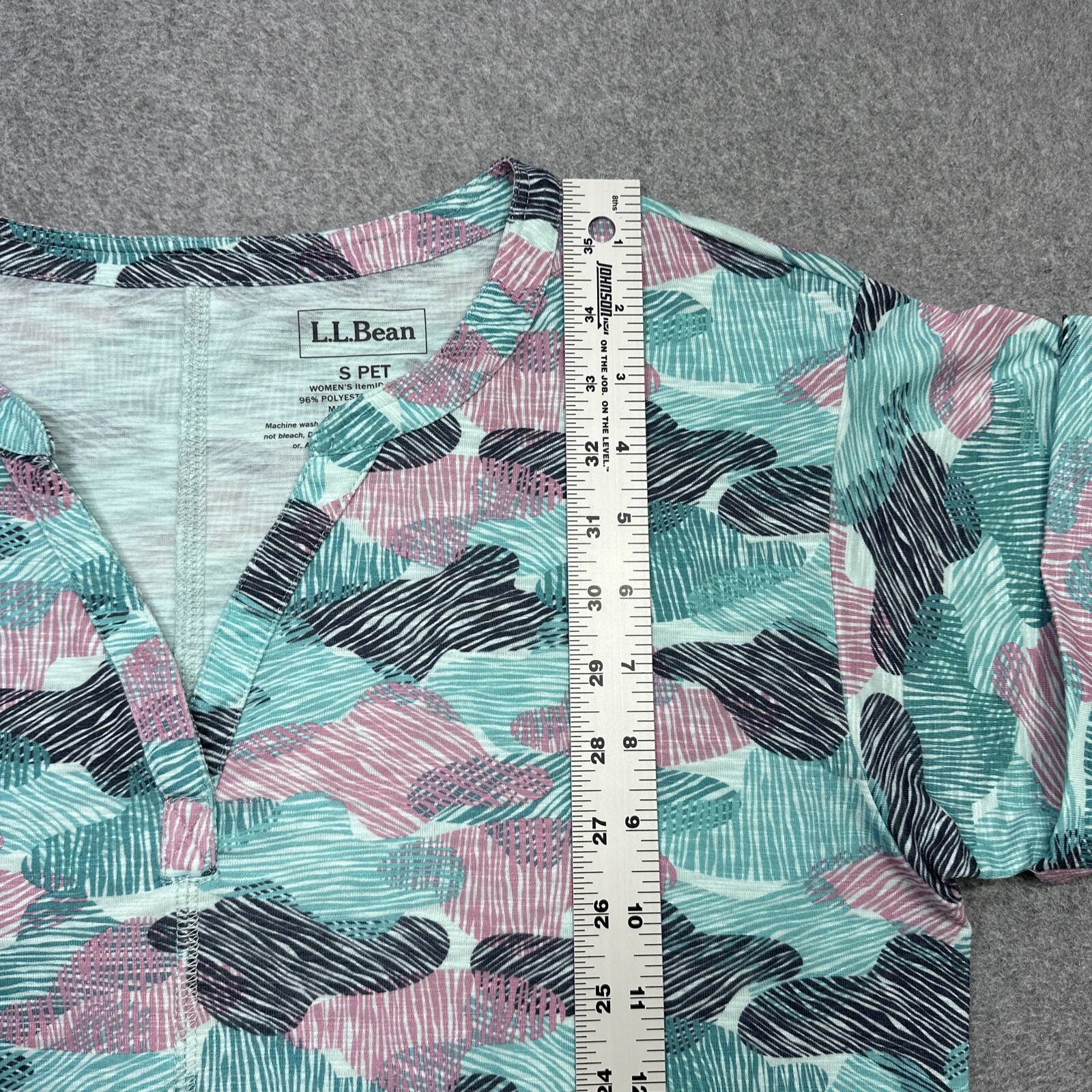 LL Bean Streamside Tee Petite Small Green Lilac UPF Performance Travel Outdoor