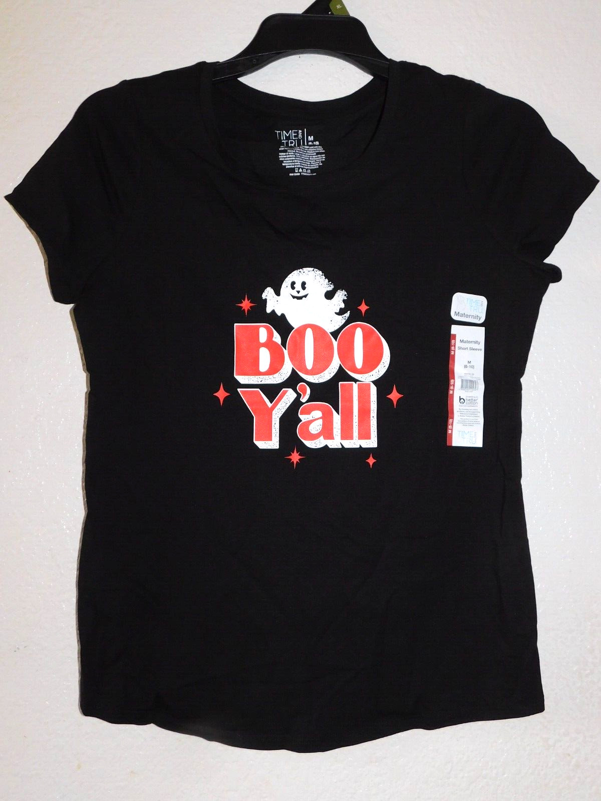 Maternity Shirt Large 12 14 Black Boo Y’all Halloween