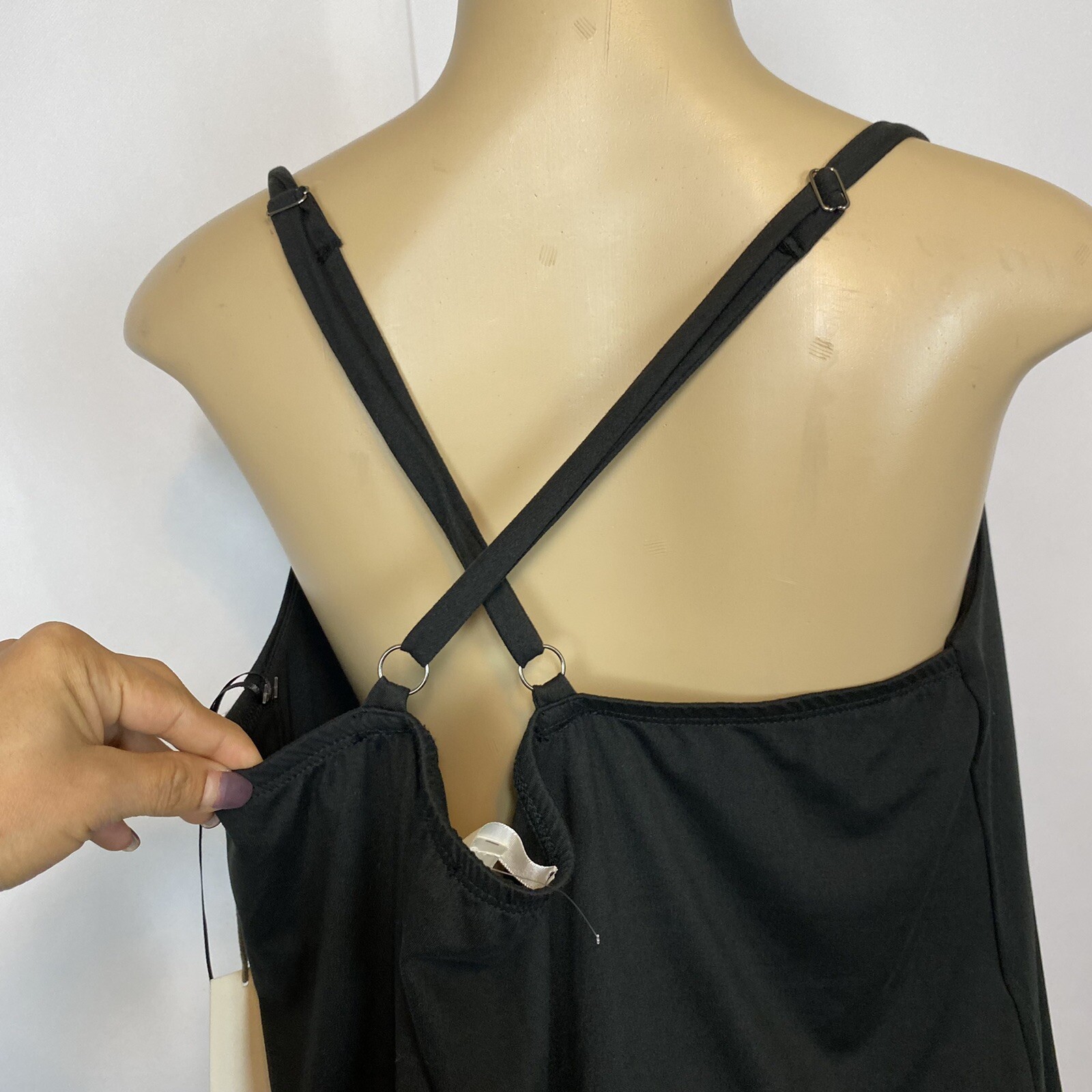 Nine Brittan Black Stretch Adjustable Straps Tank Top Women Plus Size 1X Casual