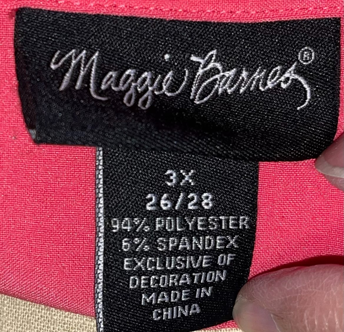EUC Maggie Barnes ~ 3X 26/28 ~ Coral Salmon ~ Shirt Top, Blouse ~ 3/4 Sleeves