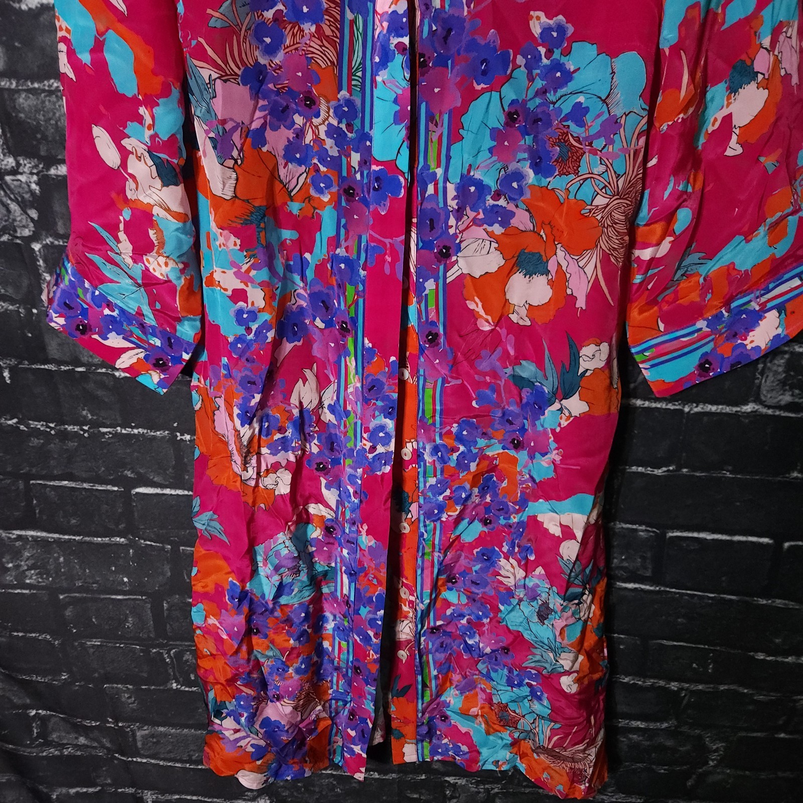 Soft Surroundings Womans XS Pink Floral Button Up Gown