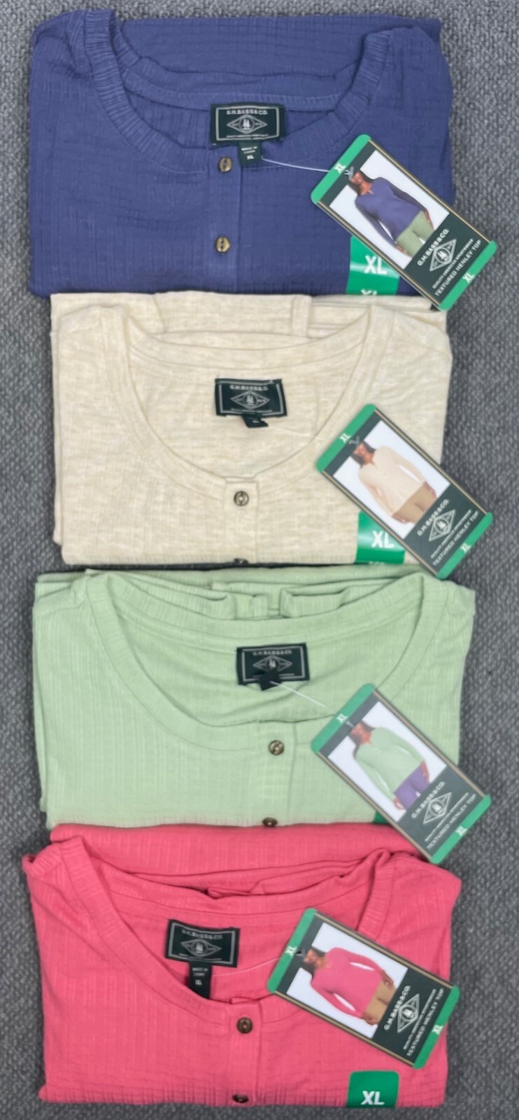 G.H. Bass & Co. Ladies’ Long-Sleeve Henley Top Lot of 4 Pick Your Size NWT