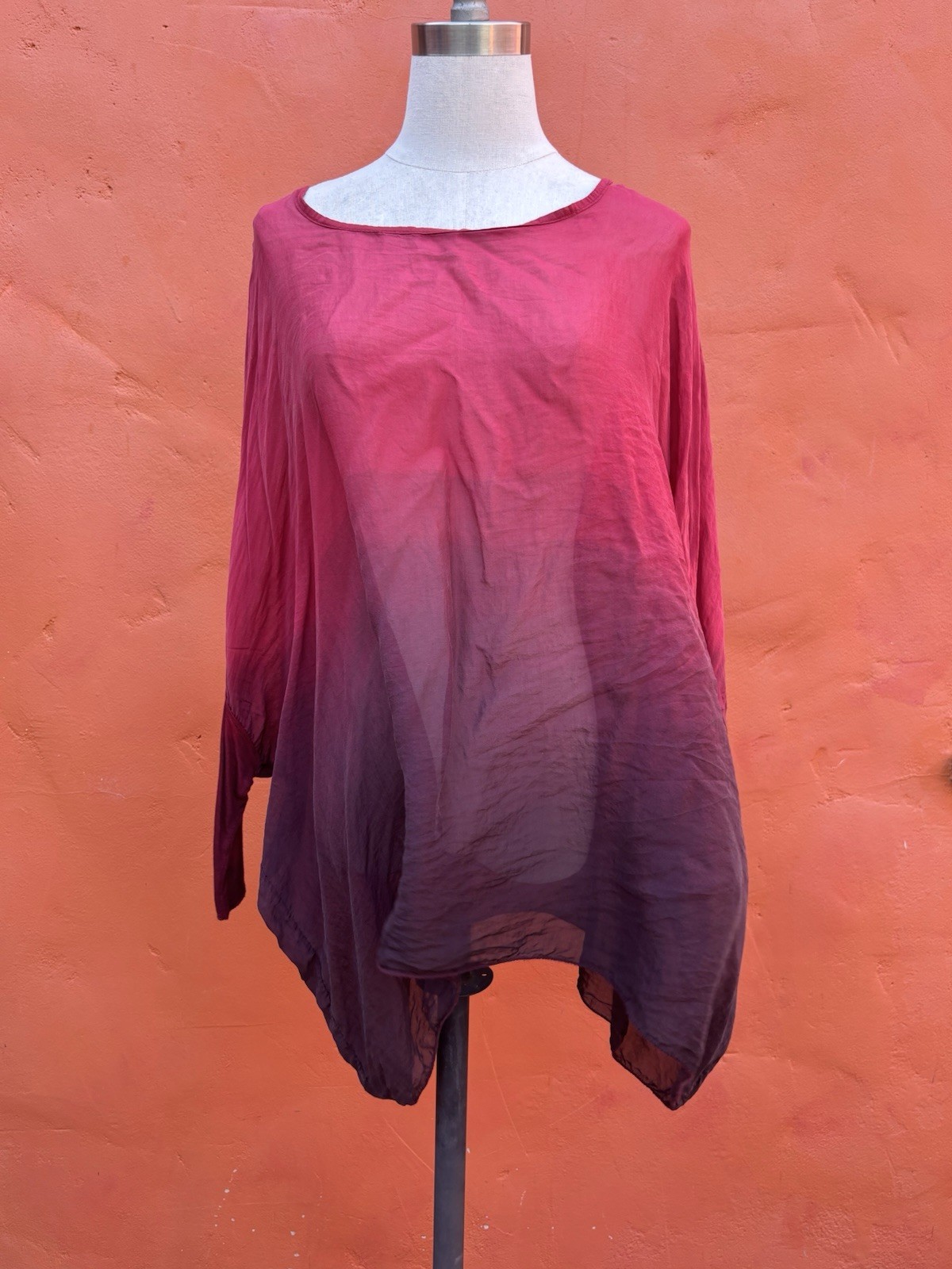 SOSIA Sofia Made In Italy Silk Layered Top Ombre Resort Lagenlook Blouse