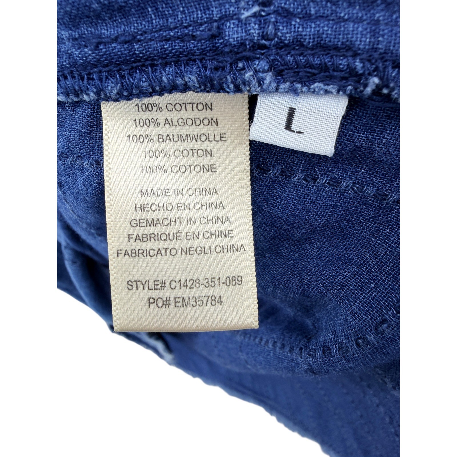 Cloth & Stone Blue Cotton Chambray Frayed Hem Denim Chambray Jean Shift Dress L