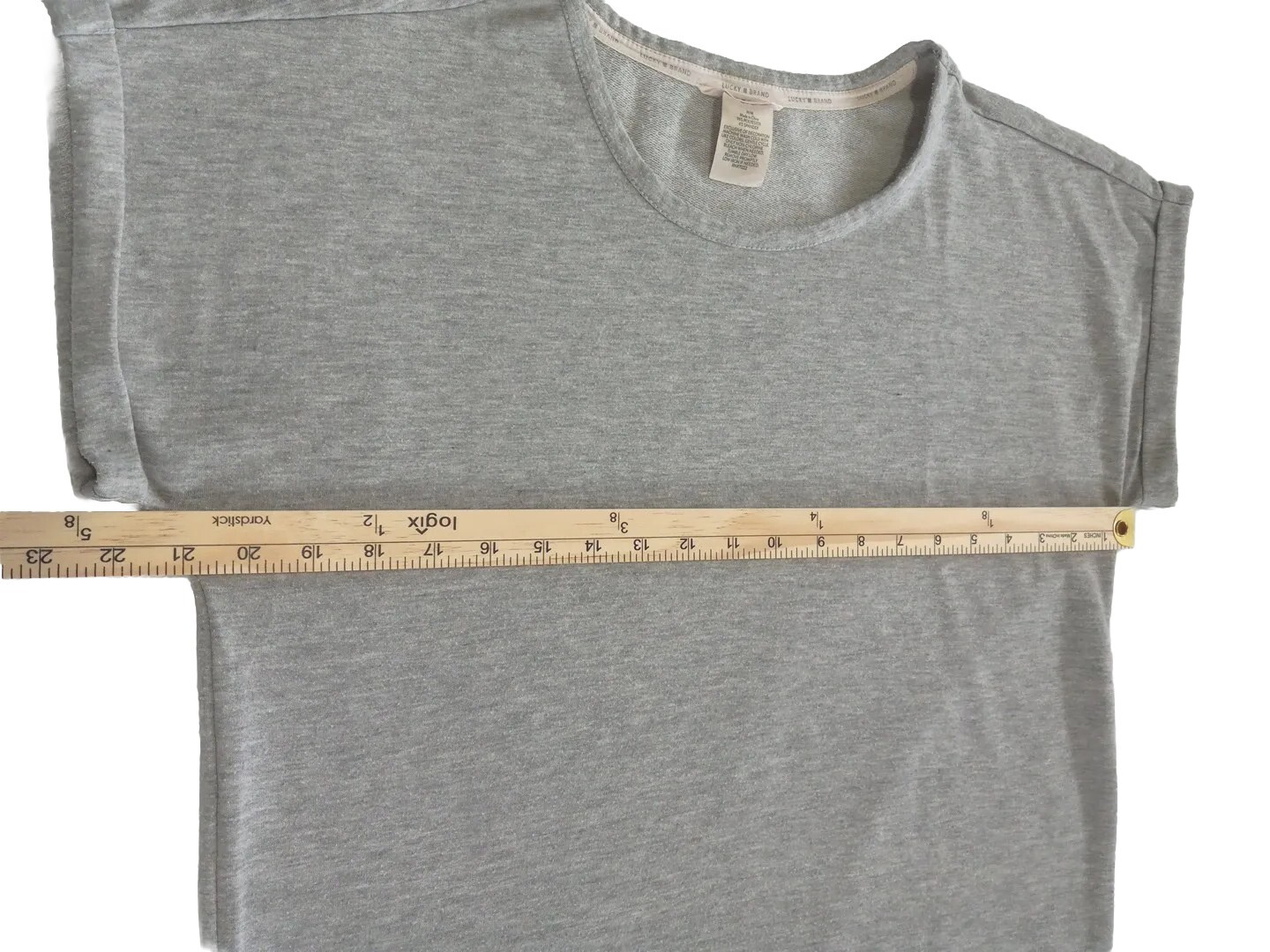 Lucky Brand Women’s Medium Shirt Blouse Solid Gray Blended Fabric Folded Sleeve