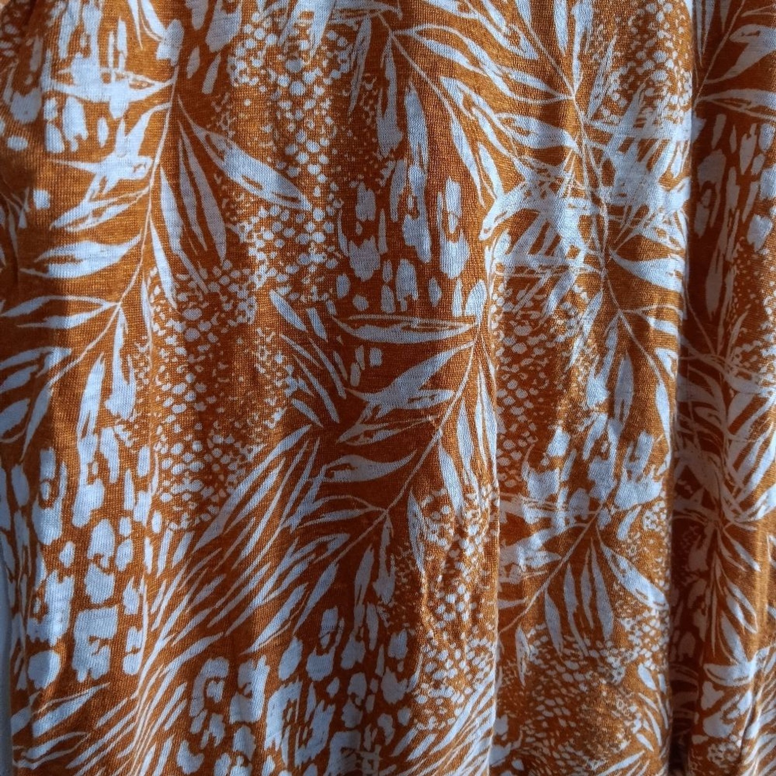 Christian Siriano New York 100% Linen Mustard Floral Blouse Top Beach Summer