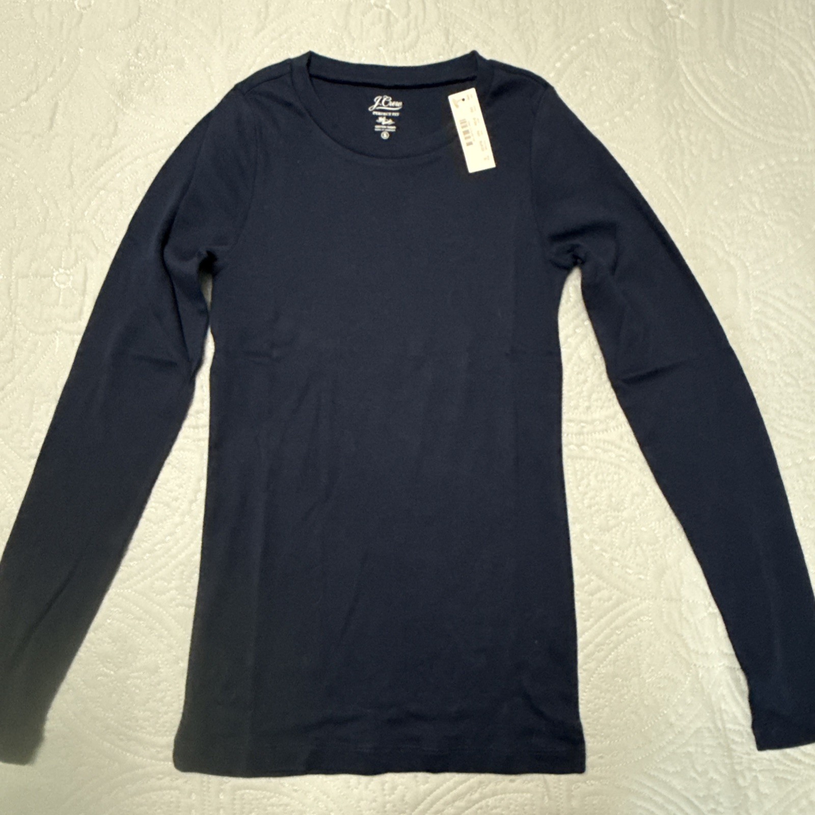 NWT J.Crew Women’s Perfect-Fit Long-Sleeve Crewneck T-Shirt Navy Blue Size S