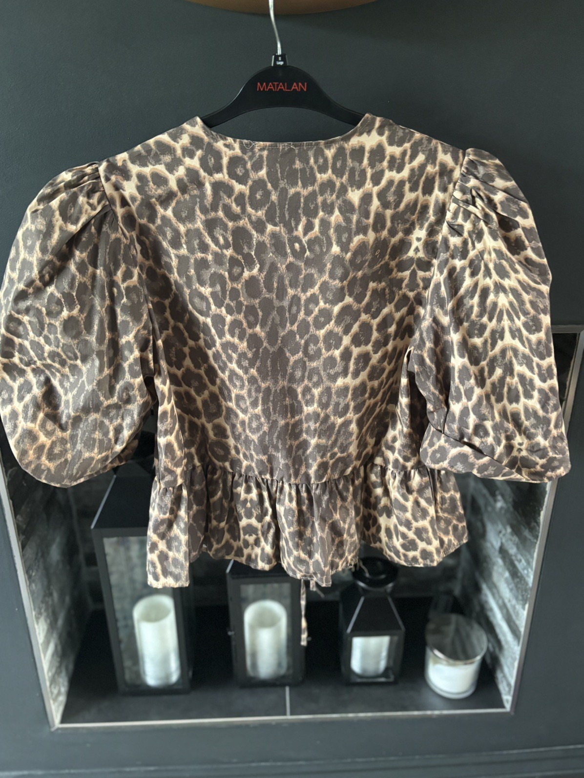 ASOS Leopard Print Top Size 12-14 Bow Tie Front