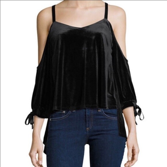 Romeo & Juliet Couture Velvet Open Back Top Size Small Black Night Out Party