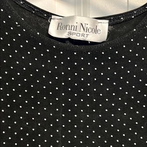 Ronnie Nicole Black White Polka Dot Vantage Sleeveless Cami Tank Top L
