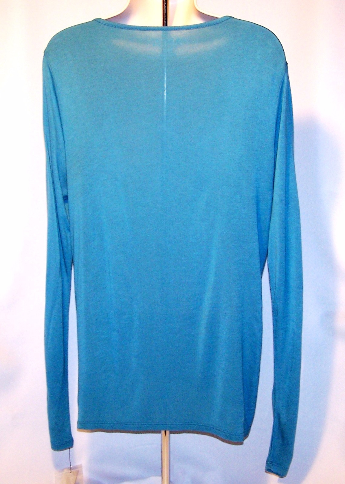 NEW $40 Tag APT 9. Storm Blue LARGE Knit Woven SEQUIN Front TEE Top Long Sleeve