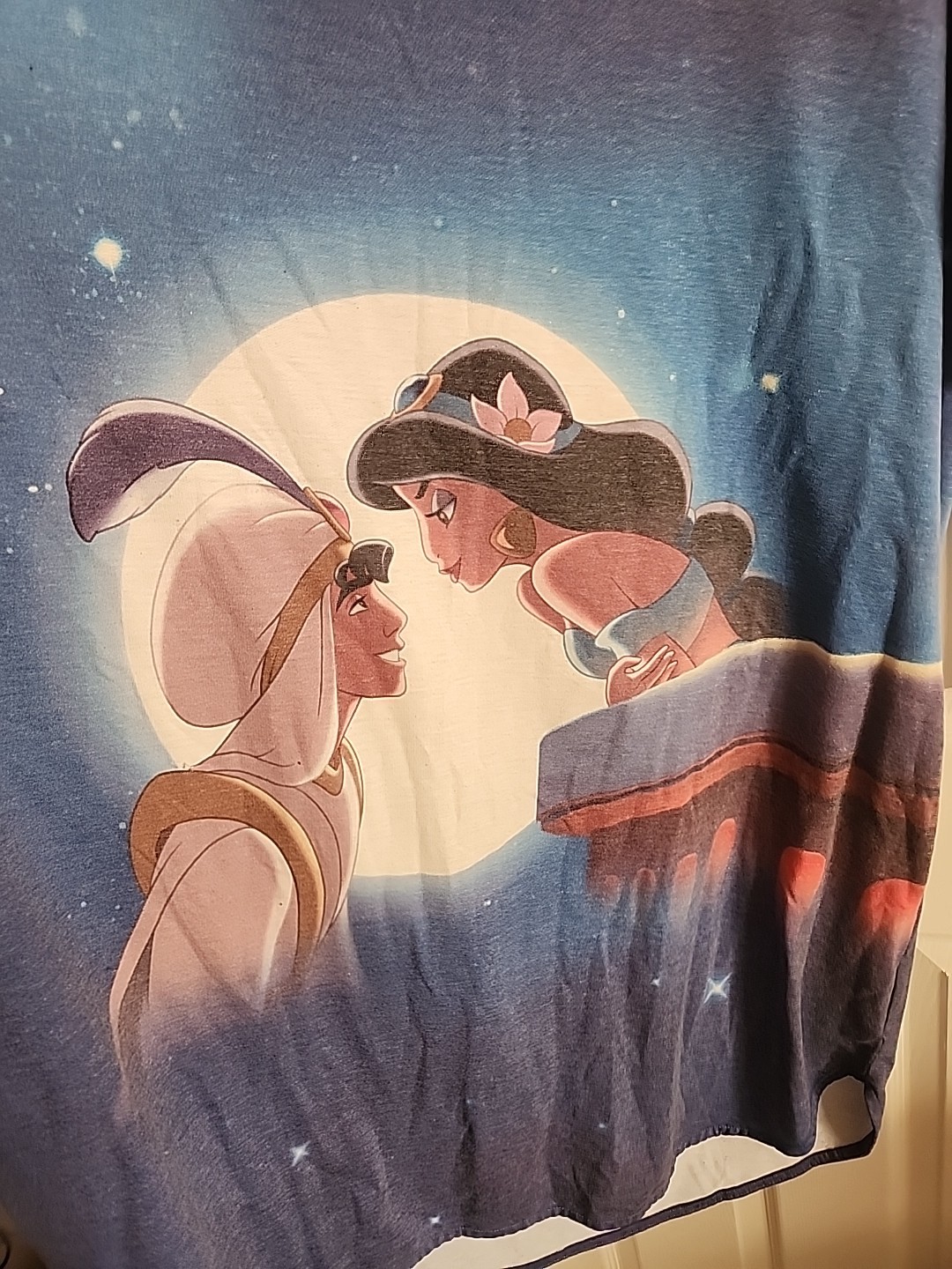 Disney | Womens Blue T-Shirt Dress Aladdin & Jasmine Boat Neck Cap Sleeve 3XL