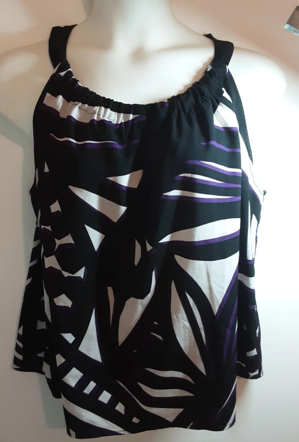 Avenue Studio BOLD STRIKING Women’s 18/20 Black White Purple Tunic Tank Top