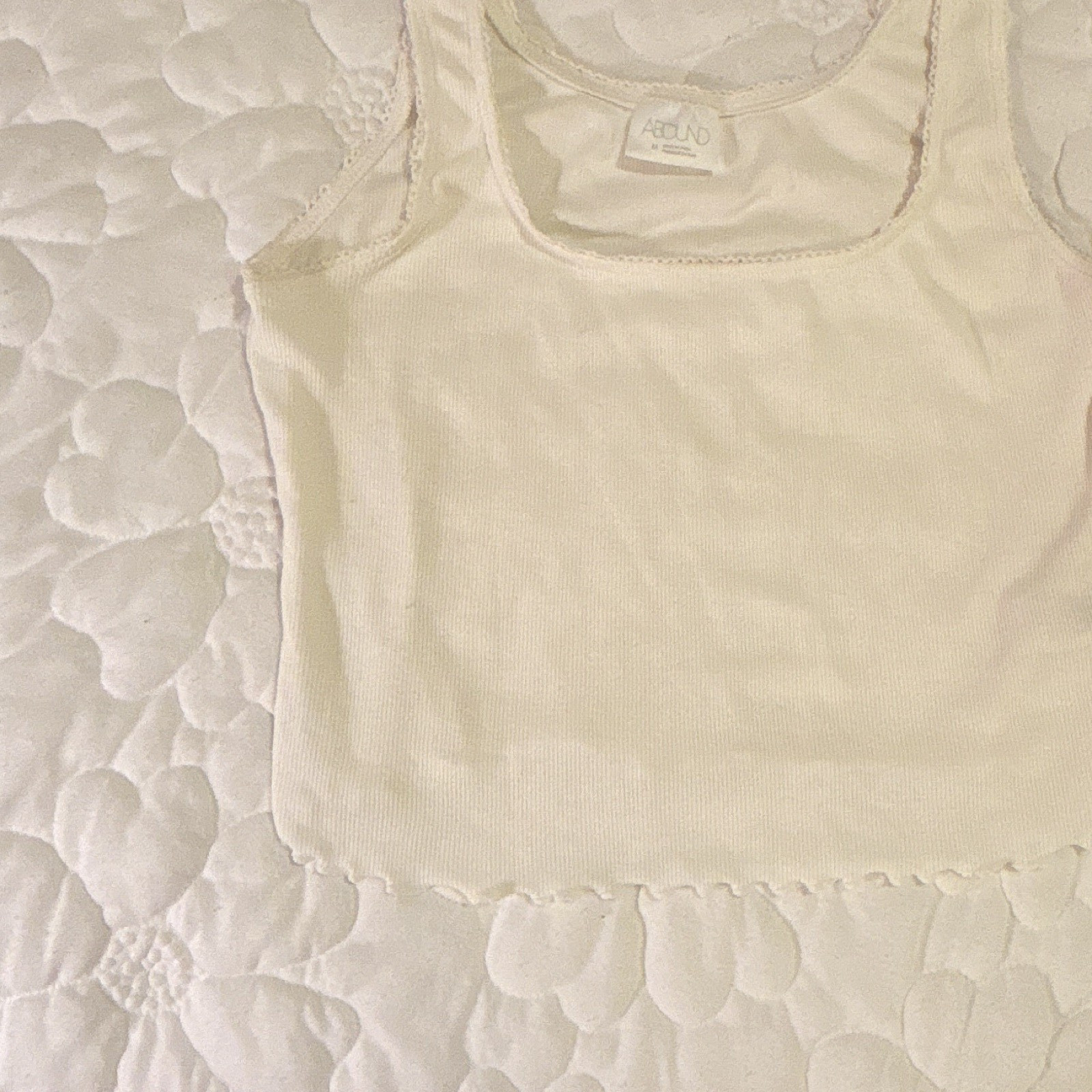ABOUND Women’s Ivory Lace Trim Scoop Neck Sleeveless Tank Top M