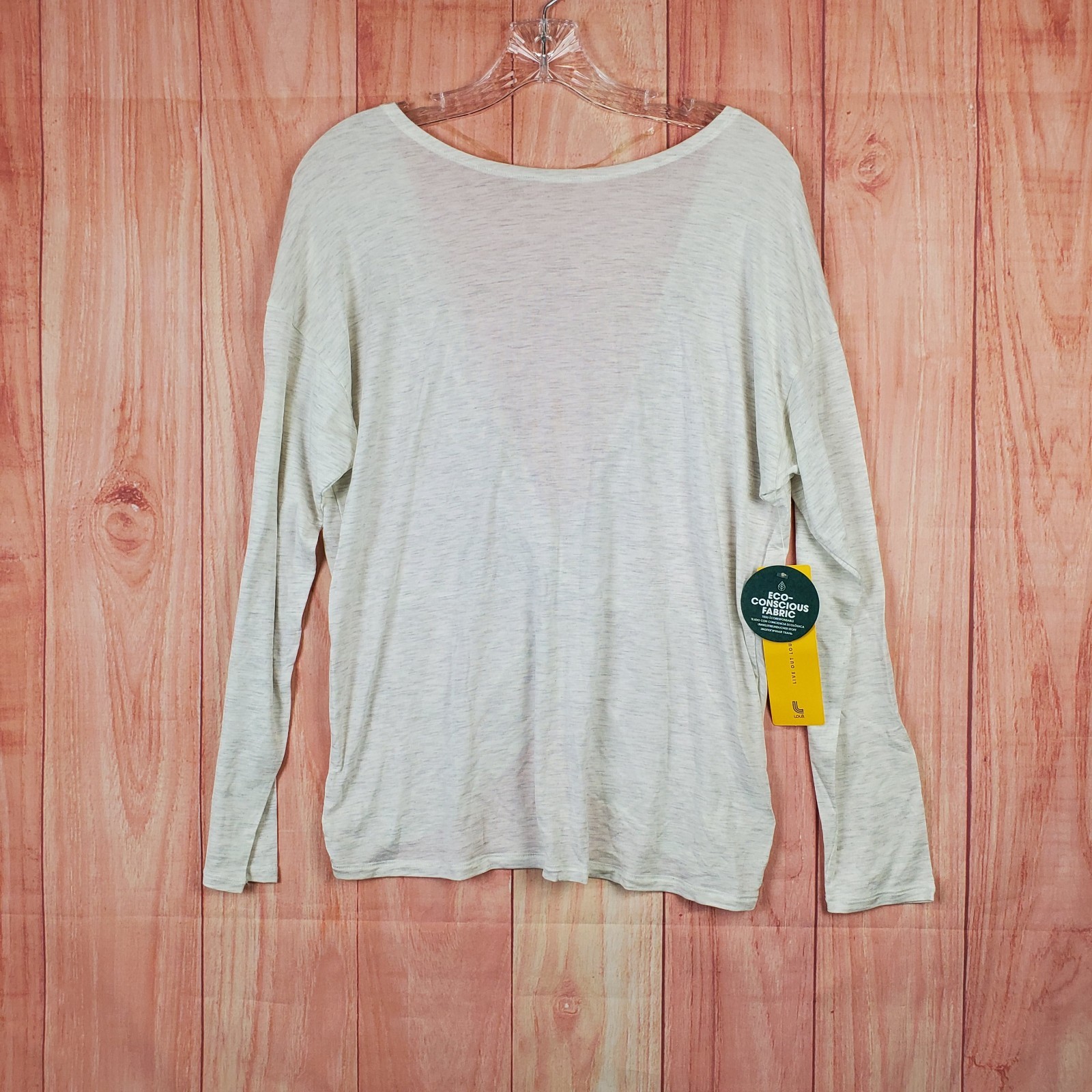 Lole Assent Top Womens Small Chalk Heather White Modal Stretch Plunge V Neck