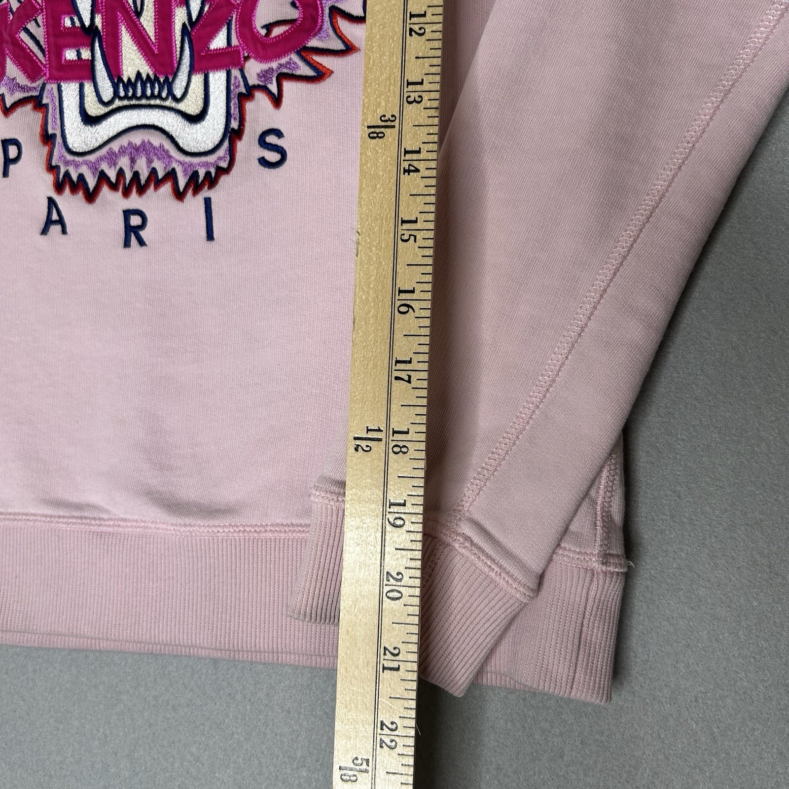 Kenzo Tiger Sweatshirt Womens Small Pink Pastel Embroidered Animal Logo Crewneck