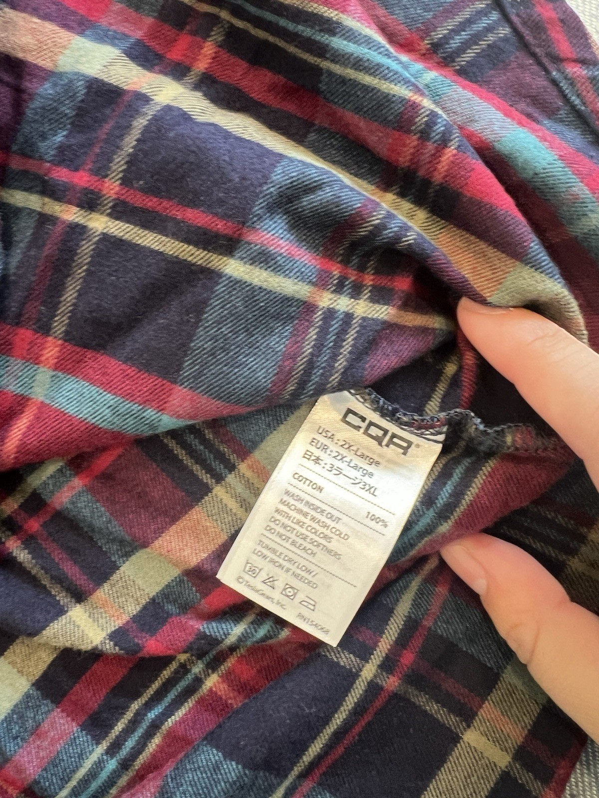 CQR Women’s Plaid Flannel Shirt With Chambray Flip Cuffs Size 2XL