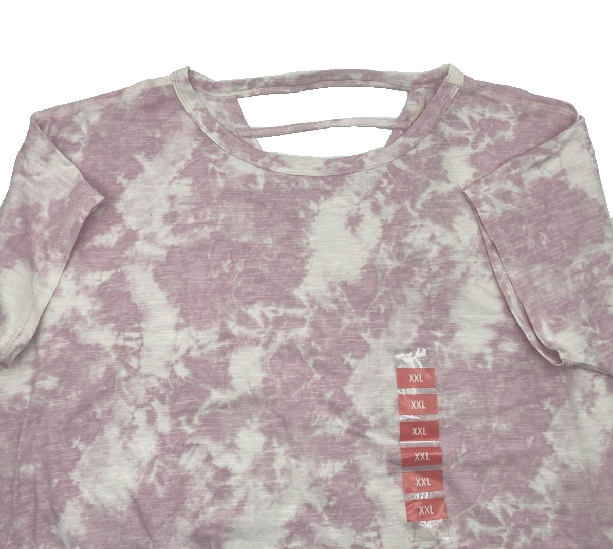 Earth Yoga Women’s Pink White Tie Dye Raglan Short Sleeve Tunic Top 2XL NWT
