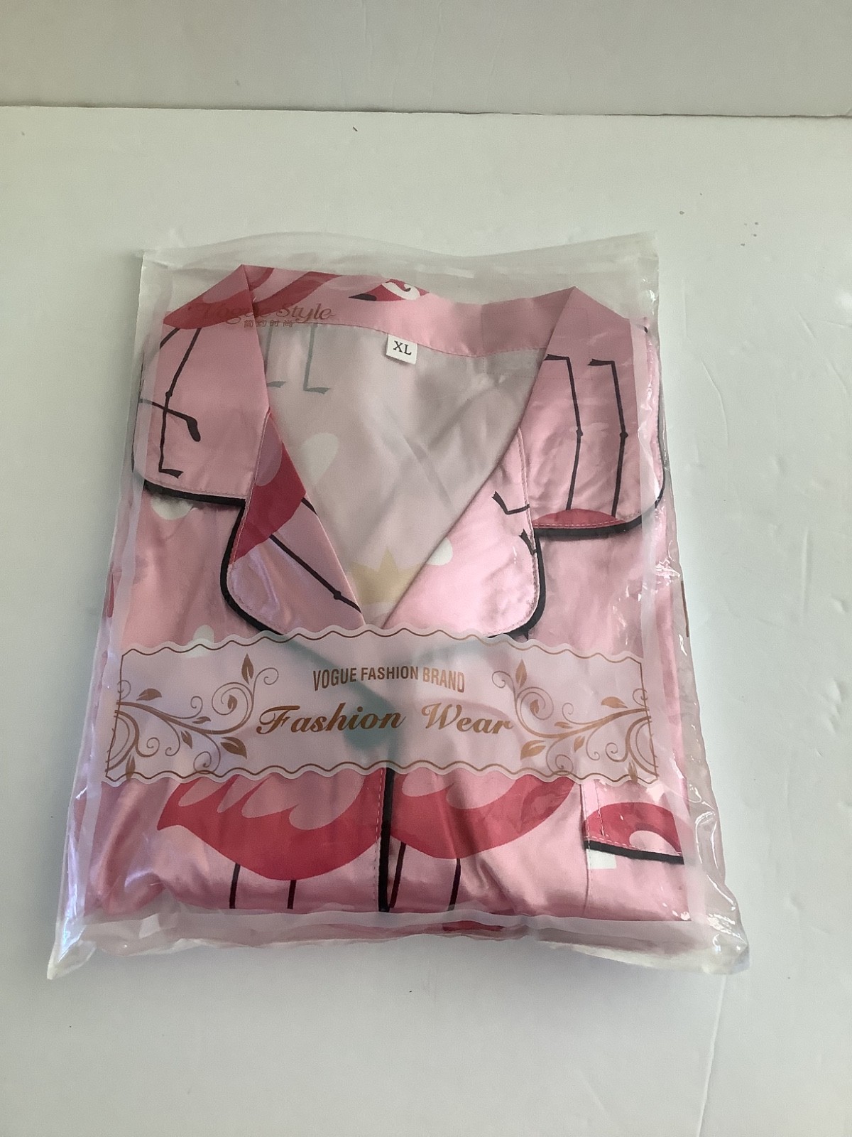 Ladies satin pink flamingos pjammas xl long sleeve brand new