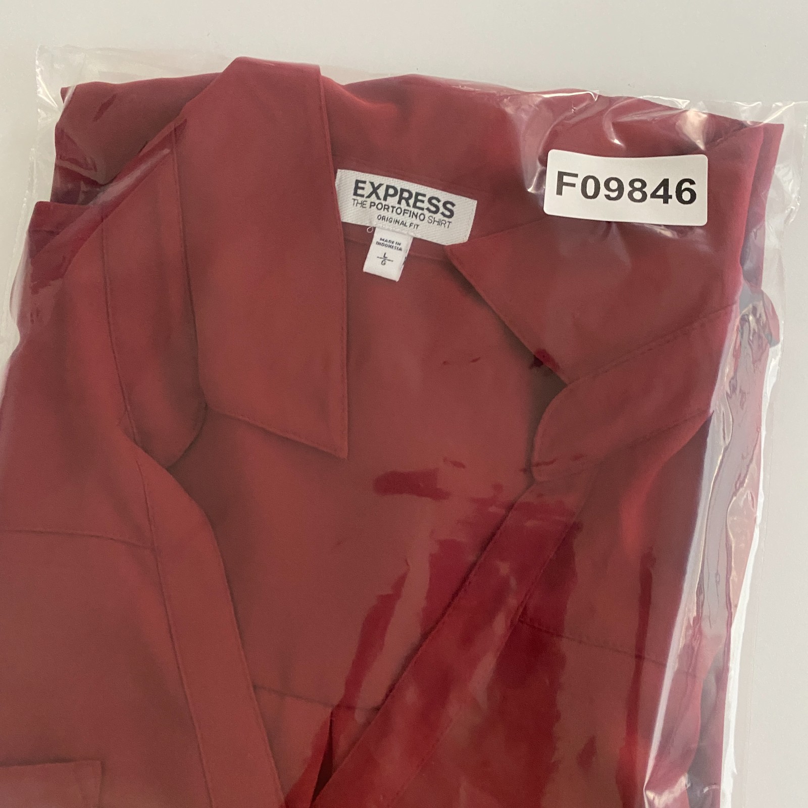 Express The Portofino Shirt Womens Large Original Fit Solid Red Long Sleeve