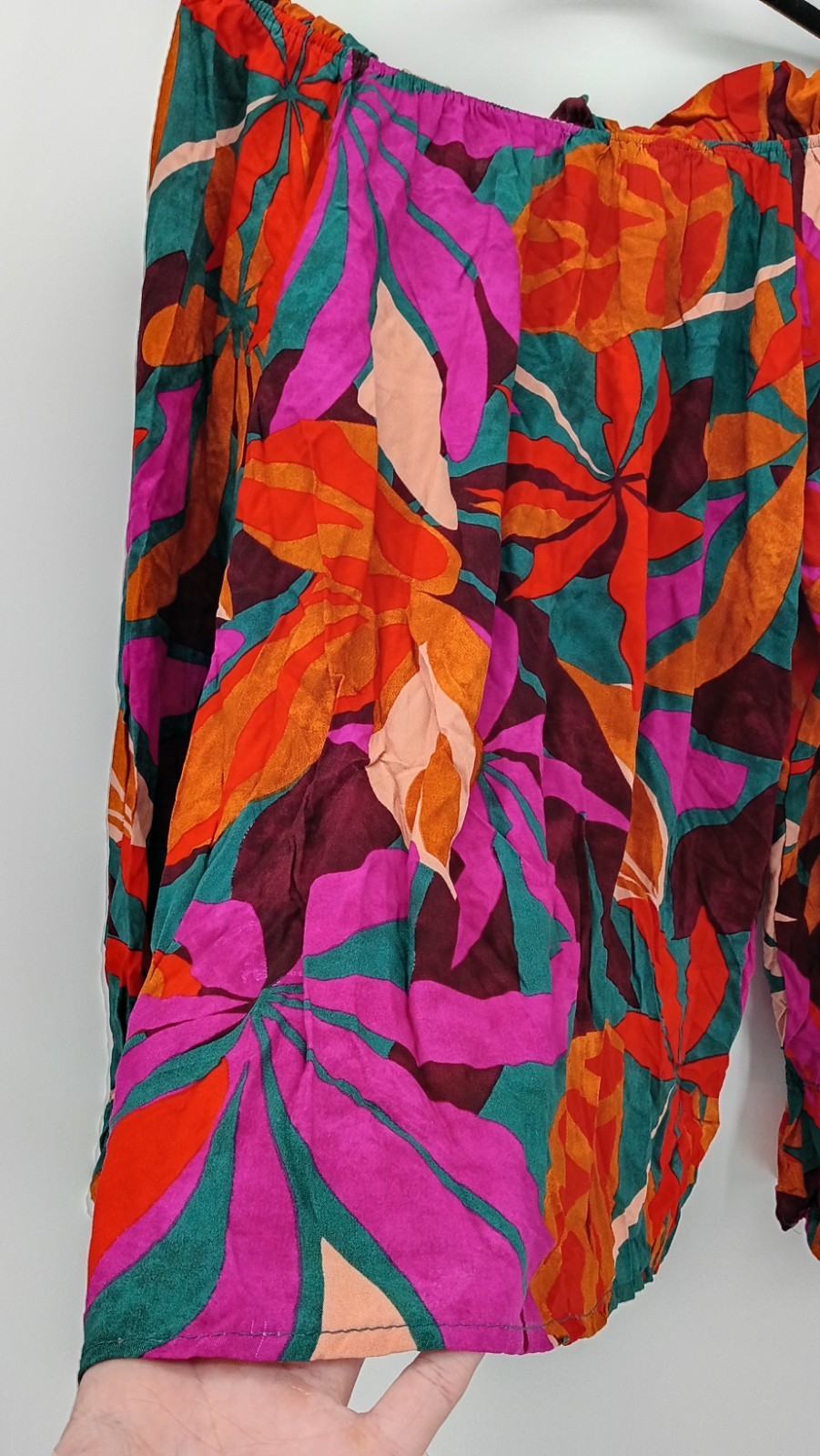 Fifth Ray XL Abstract Floral Boho Blouse | Colorful Art Nouveau Ruffle Top NWT