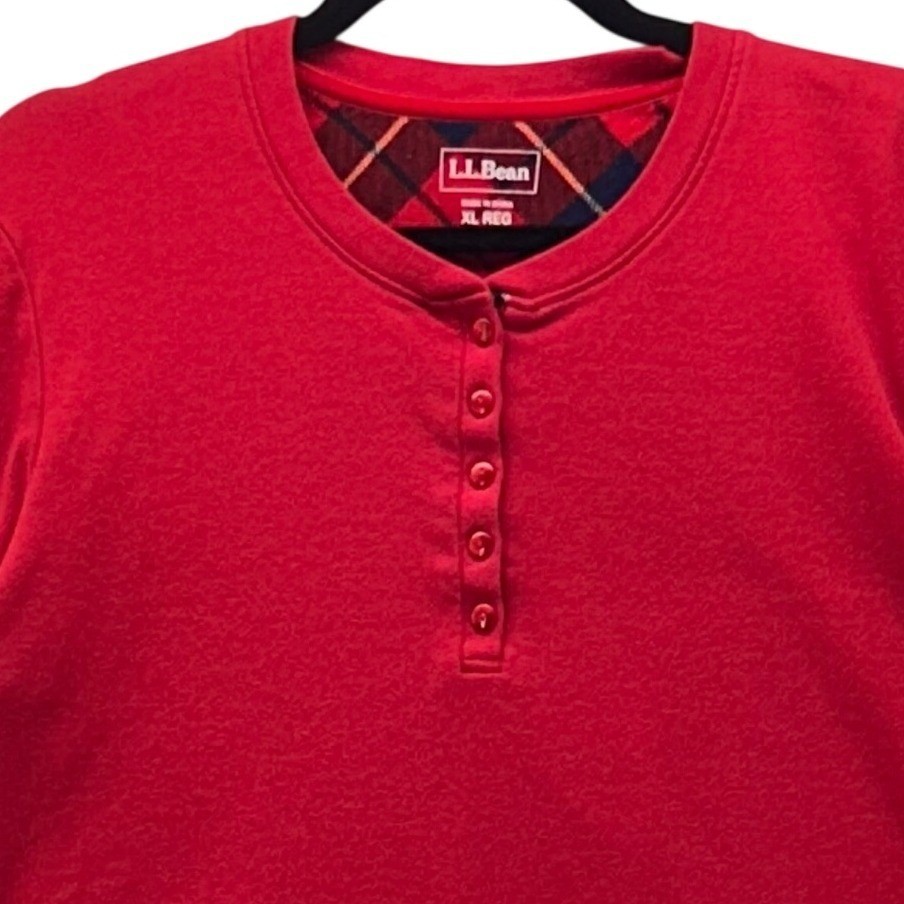 LL Bean Womens Henley Top XL Soft Comfy Baselayer Athleisure Sleep Top Relax