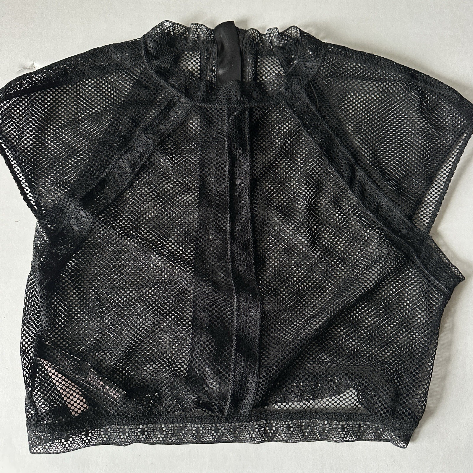 Victoria’s Secret Very Sexy Black Mesh Crop Top Sheer Fishnet Lace Mock Neck L