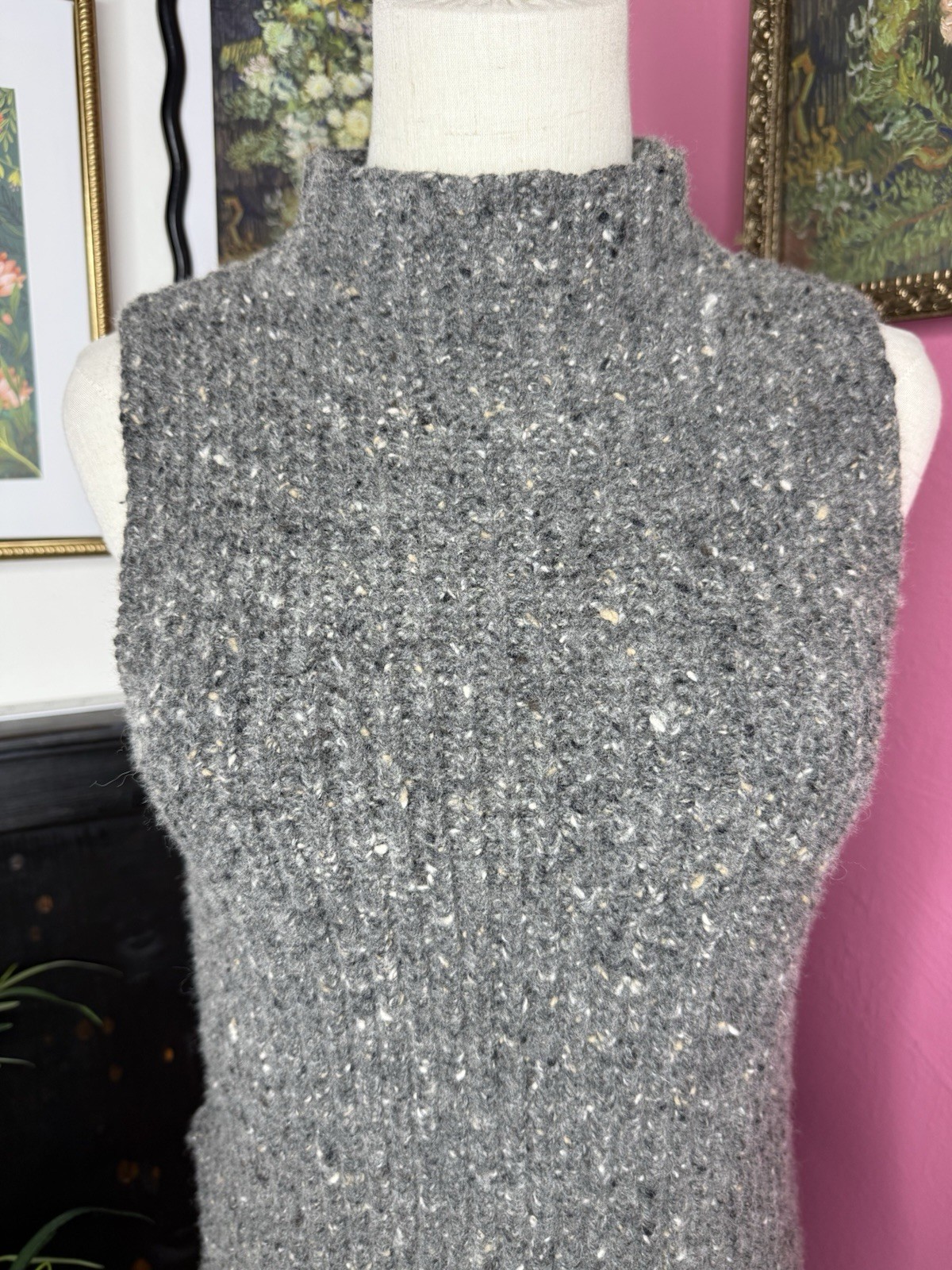 Madewell Speckled Knit Mock Neck Sleeveless Top Gray Size Small