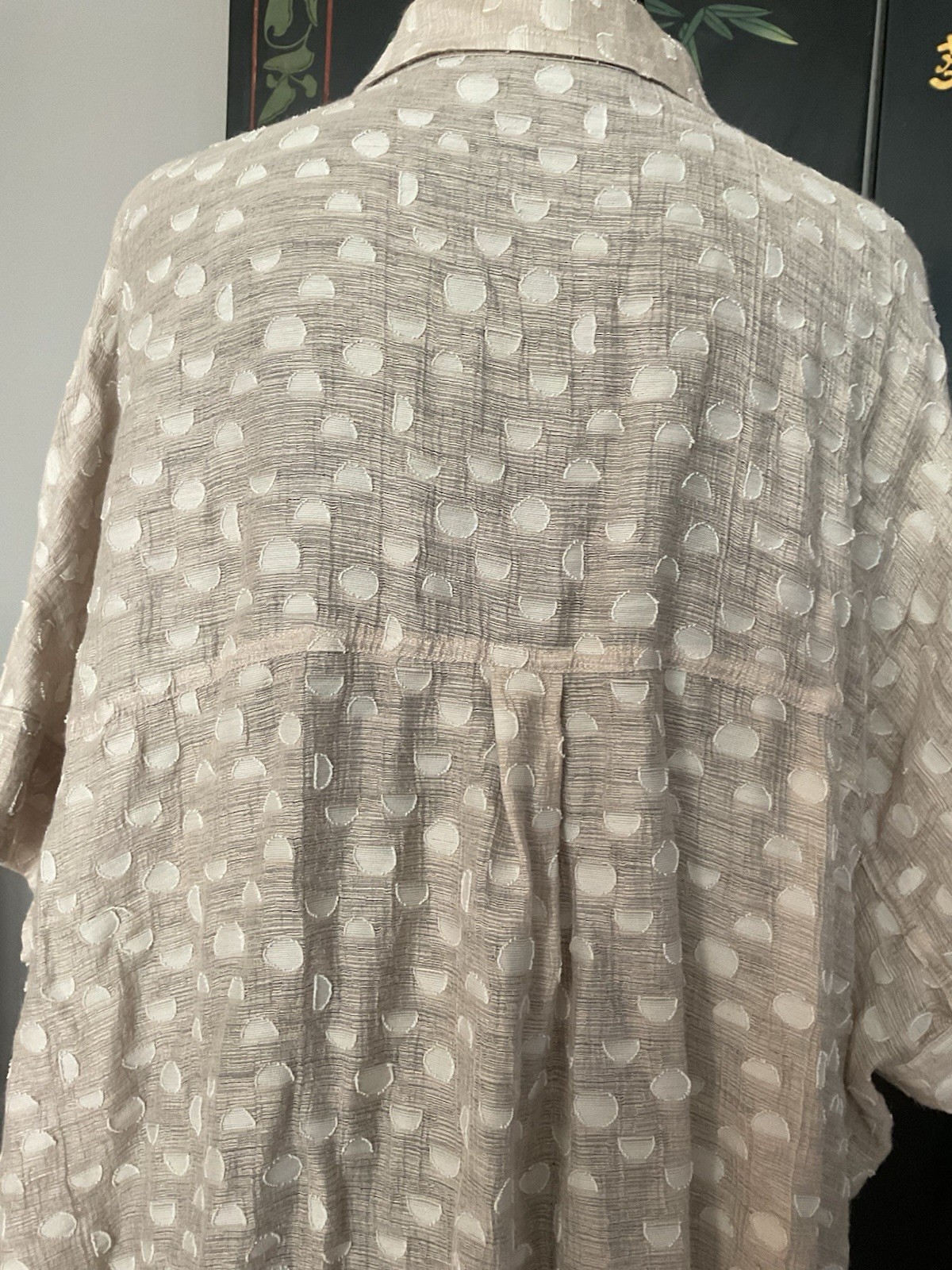 Alfani Lightweight Linen Blend Oversized Women’s S/S Shirt Button Front Sz L