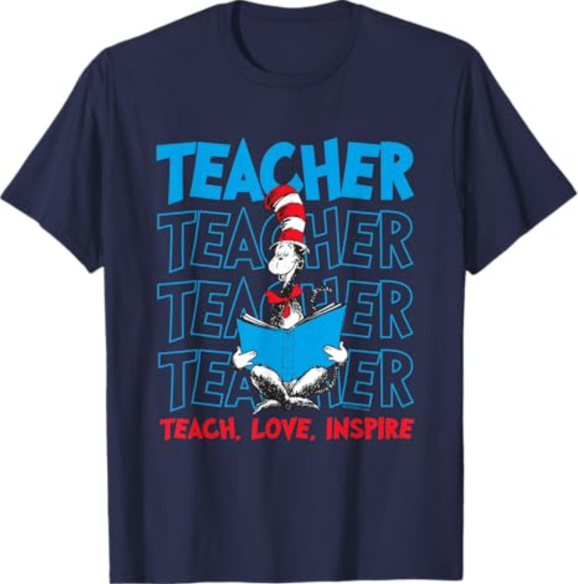 Dr Seuss Cat in The Hat Teacher Officially Licensed T-Shirt