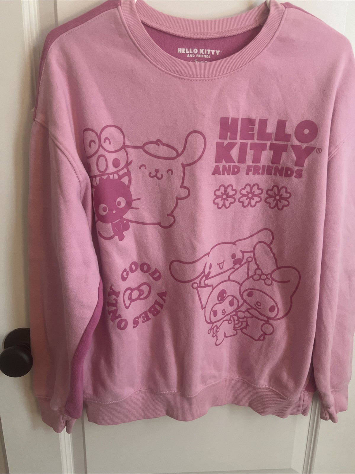 Hello Kitty & Friends Sanrio Hybrid Two-Tone Pink Sweatshirt Top Size Large