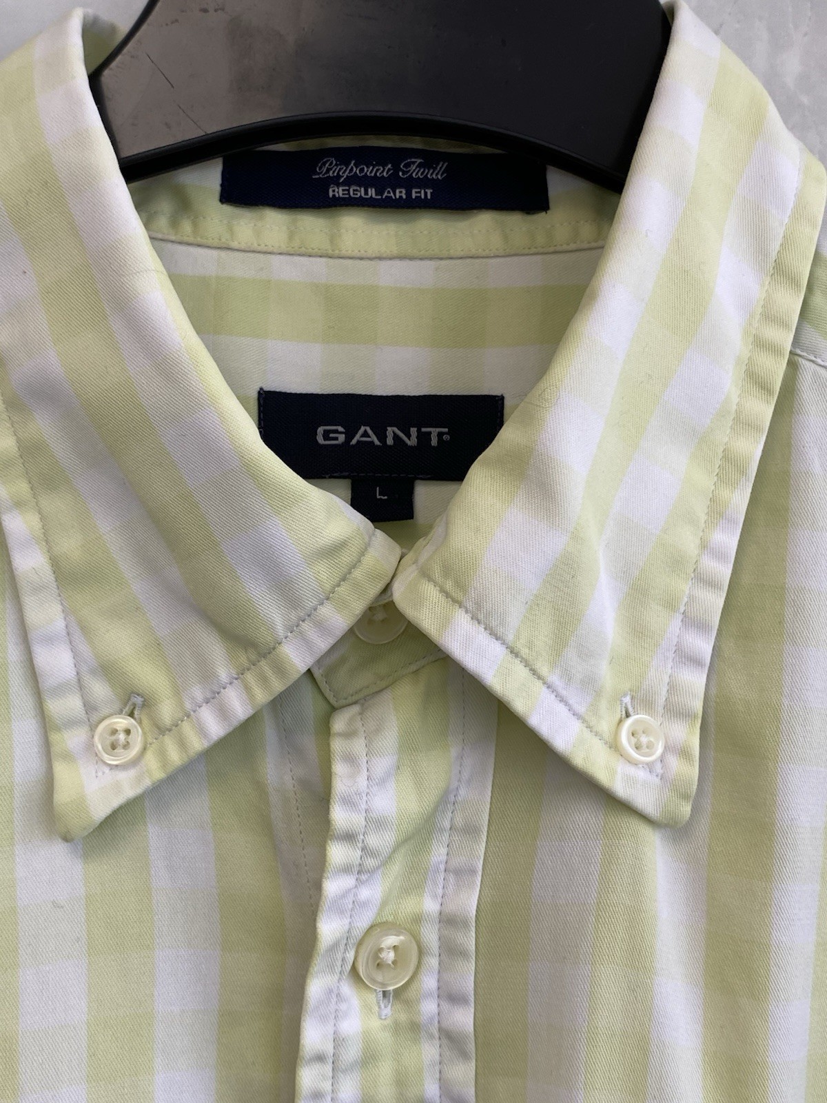 Gant Lime Green Gingham Check Regular Fit Short Sleeved Button Down Shirt UKL PN