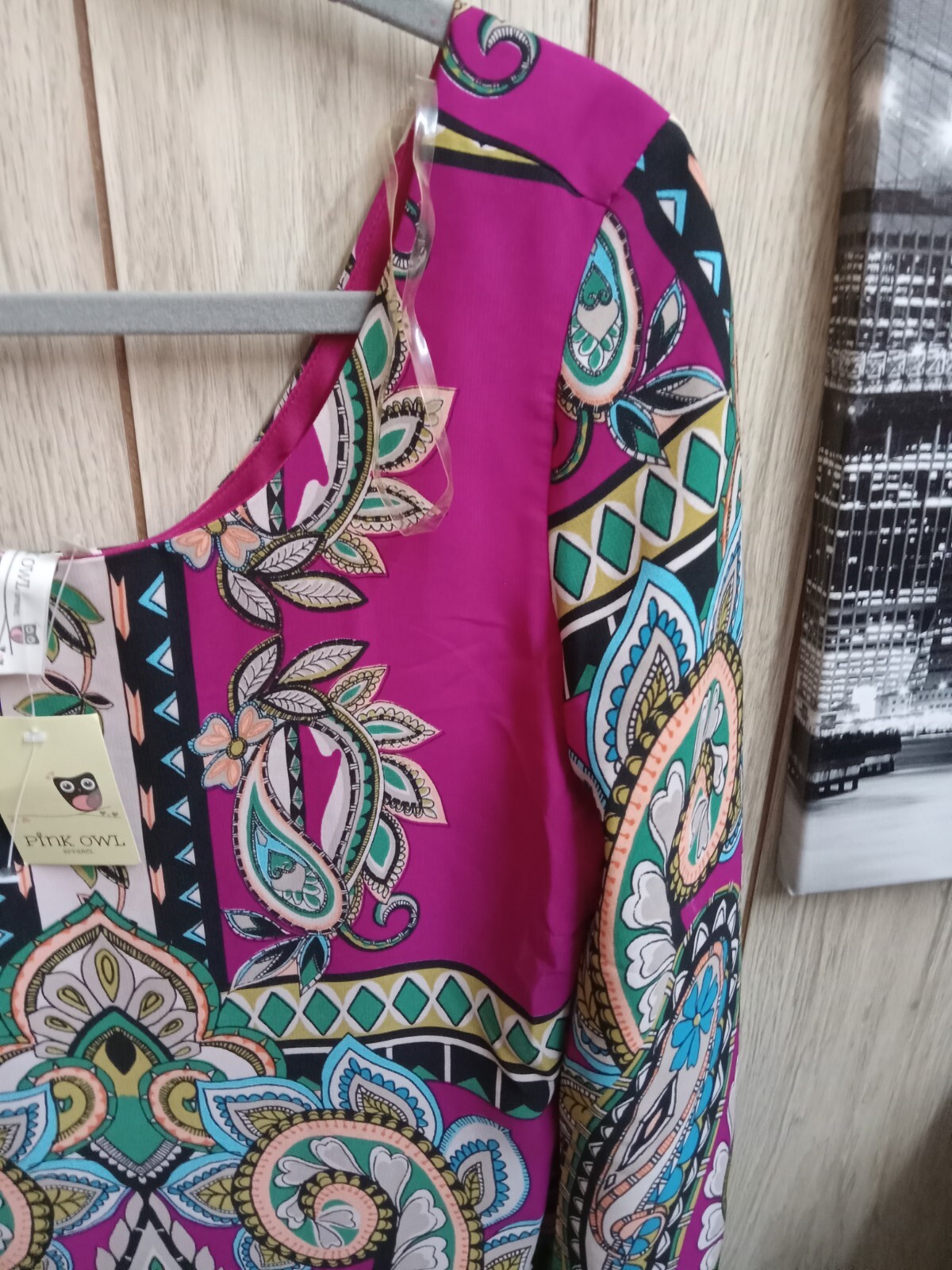 Pink Owl, Womens Multi colored Blouse size medium. New, Paisley