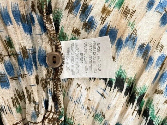 Sunny Taylor Petite Women Button Down Blouse Size PXL Tie V Neck Crinkle Pleated