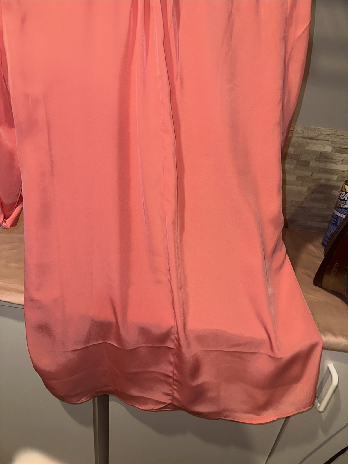 Women’s Top Blouse, Long Length Size L, Polyester Material Silky Fabric