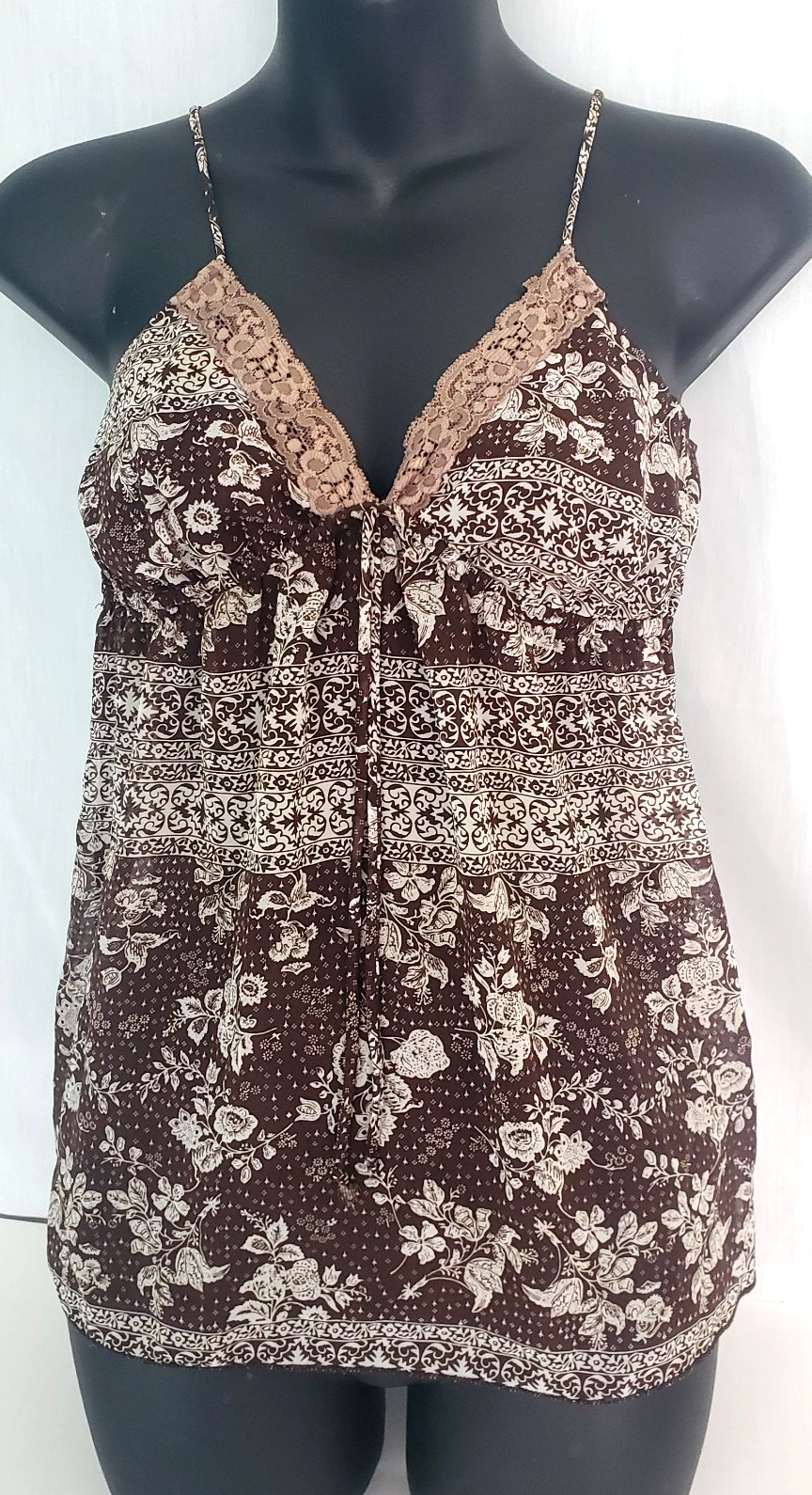 Vintage Wet Seal Top Tank Cami Y2K Size XS Brown Lace Baby Doll