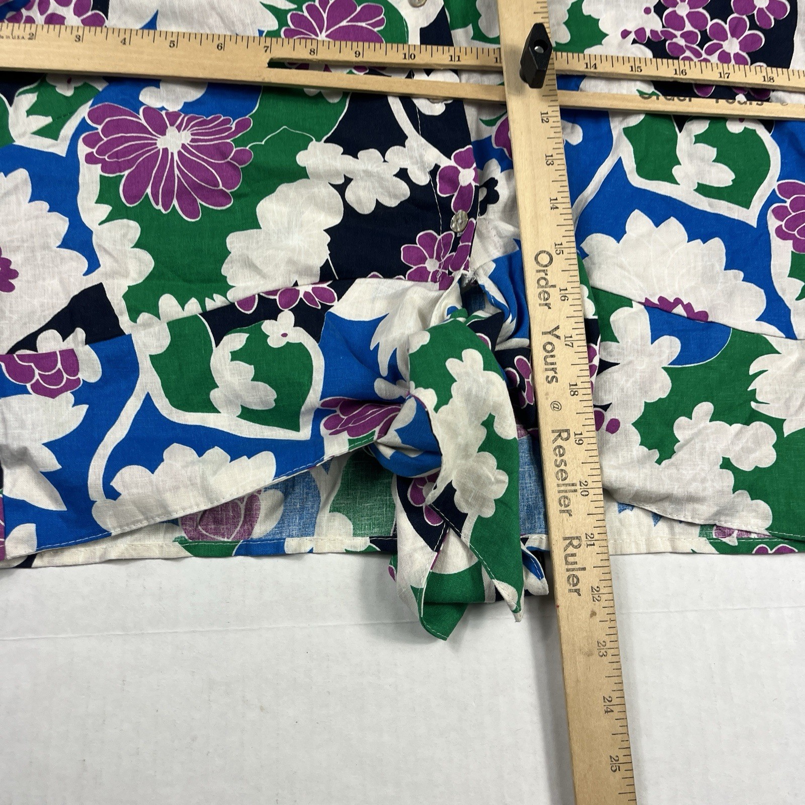 Christian Siriano Tie Front Button Shirt Floral Long Sleeve Tropical Top LARGE